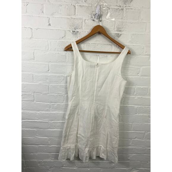 DE LA VALI Women's Christabel Belted Asymmetric Ruffle Mini Dress White Size XL - Picture 2 of 4
